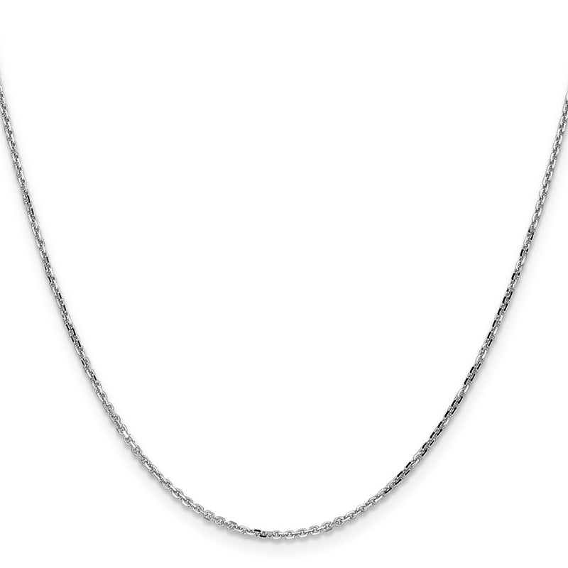 2 Inch 10K White Gold Wg 1.4mm D/C Round Open Link Cable Chain Necklace
