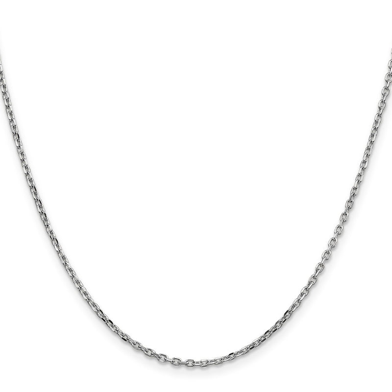 24 Inch 10K White Gold Wg 1.8mm D/C Round Open Link Cable Chain Necklace