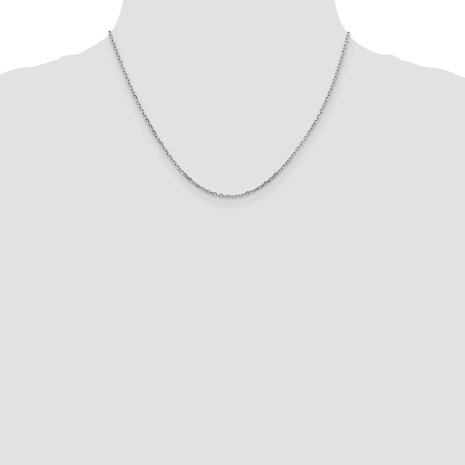 10K White Gold Wg 1.8mm D/C Round Open Link Cable Chain