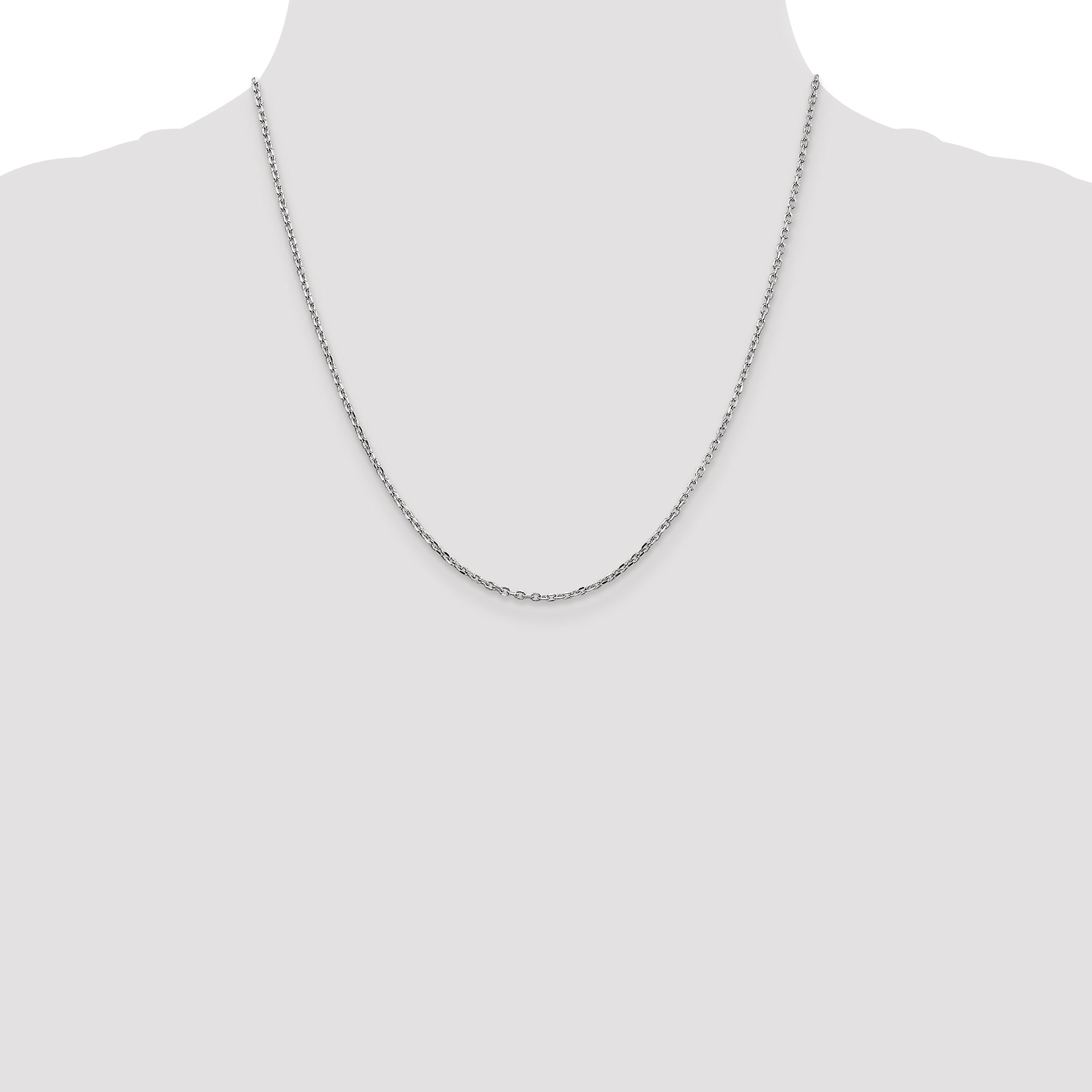 10K White Gold Wg 1.8mm D/C Round Open Link Cable Chain