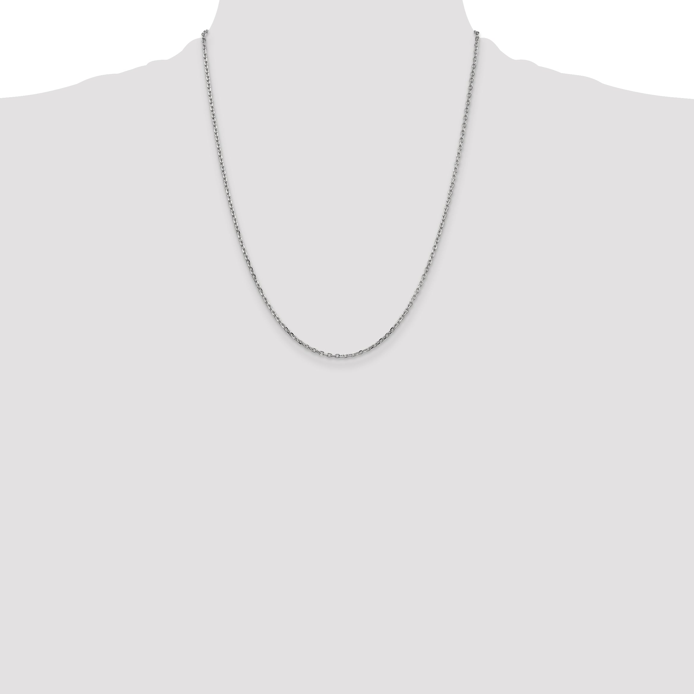 10K White Gold Wg 1.8mm D/C Round Open Link Cable Chain