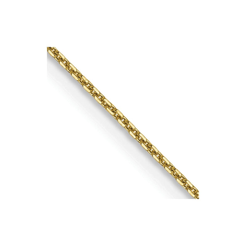 24 Inch 10K Yellow Gold .8mm D/C Round Open Link Cable Chain Necklace