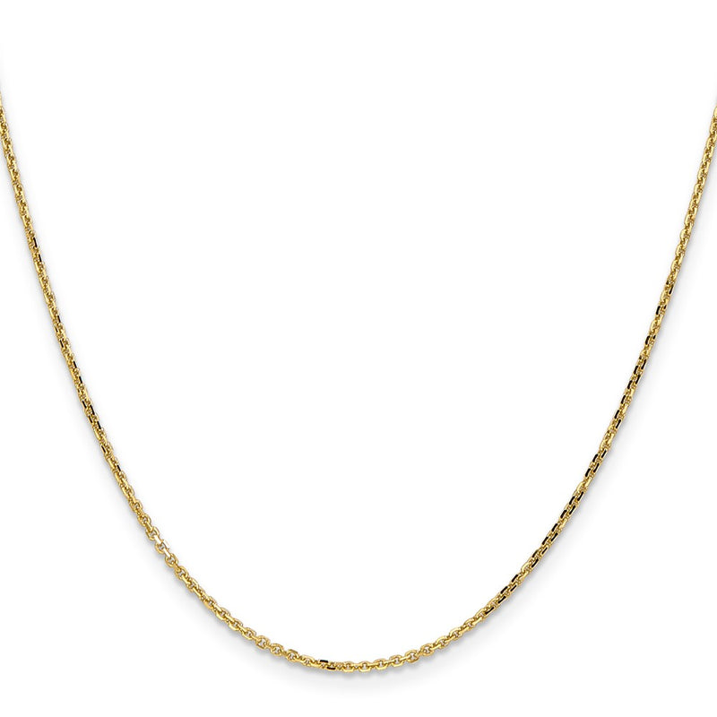2 Inch 10K Yellow Gold 1.4mm D/C Round Open Link Cable Chain Necklace