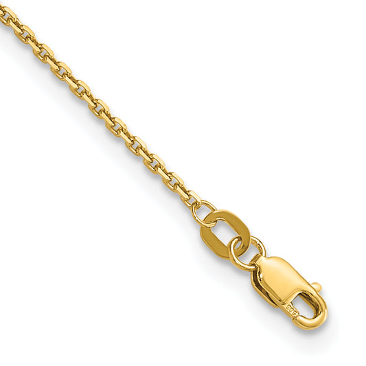 10K Yellow Gold 1.4mm D/C Round Open Link Cable Chain