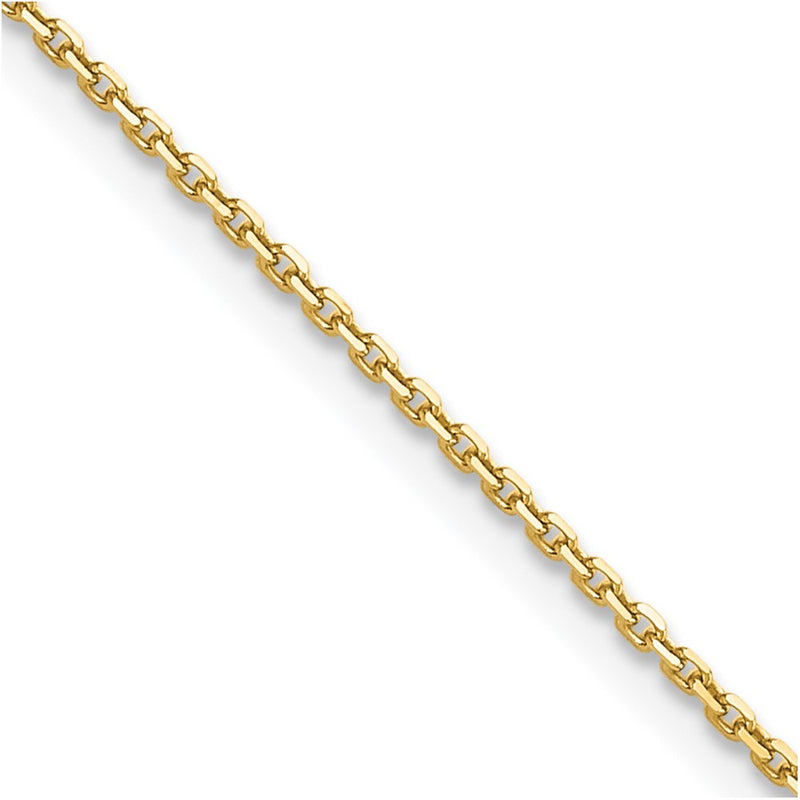 24 Inch 10K Yellow Gold 1.4mm D/C Round Open Link Cable Chain Necklace