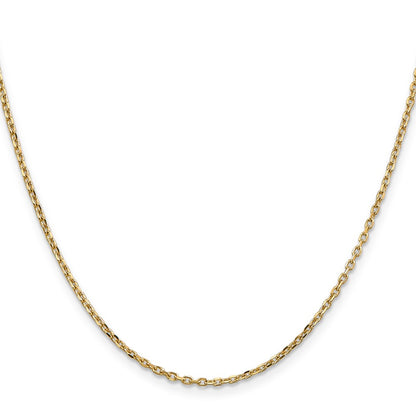 16 Inch 10K Yellow Gold 1.8mm D/C Round Open Link Cable Chain Necklace