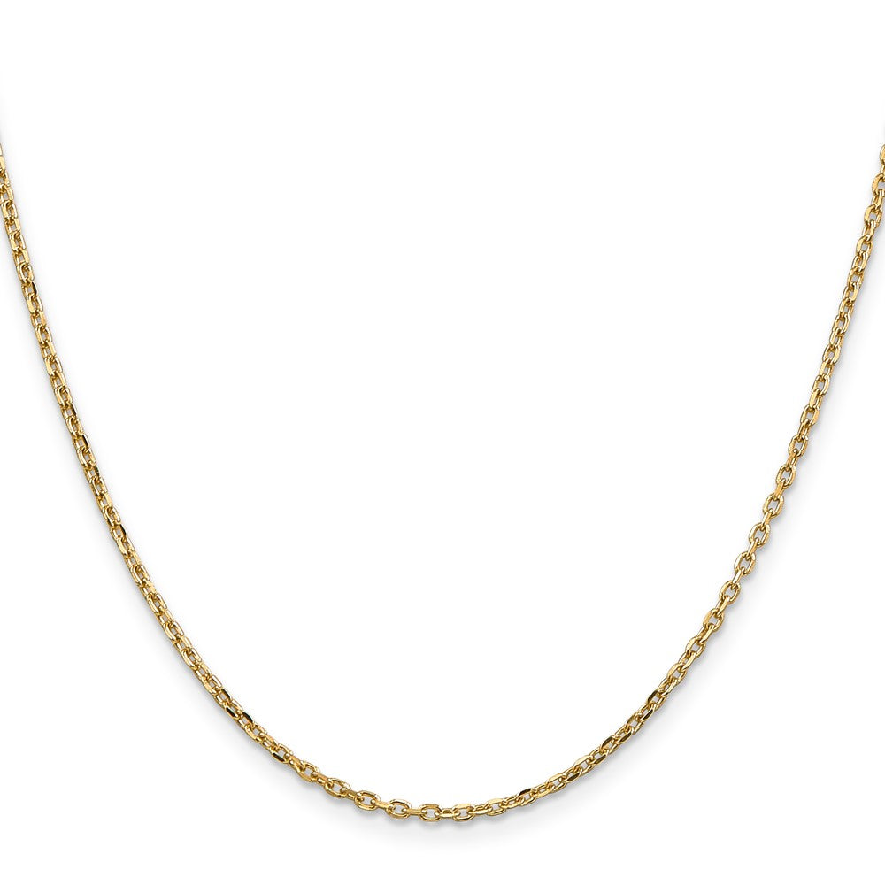 10K Yellow Gold 1.8mm D/C Round Open Link Cable Chain Necklace