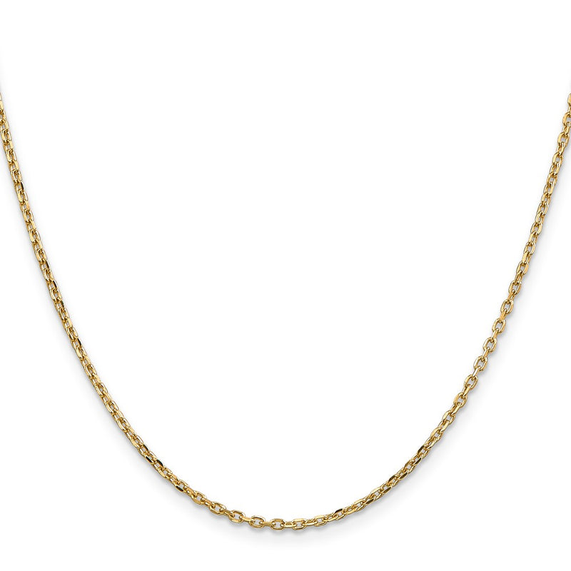 10K Yellow Gold 1.8mm D/C Round Open Link Cable Chain Necklace