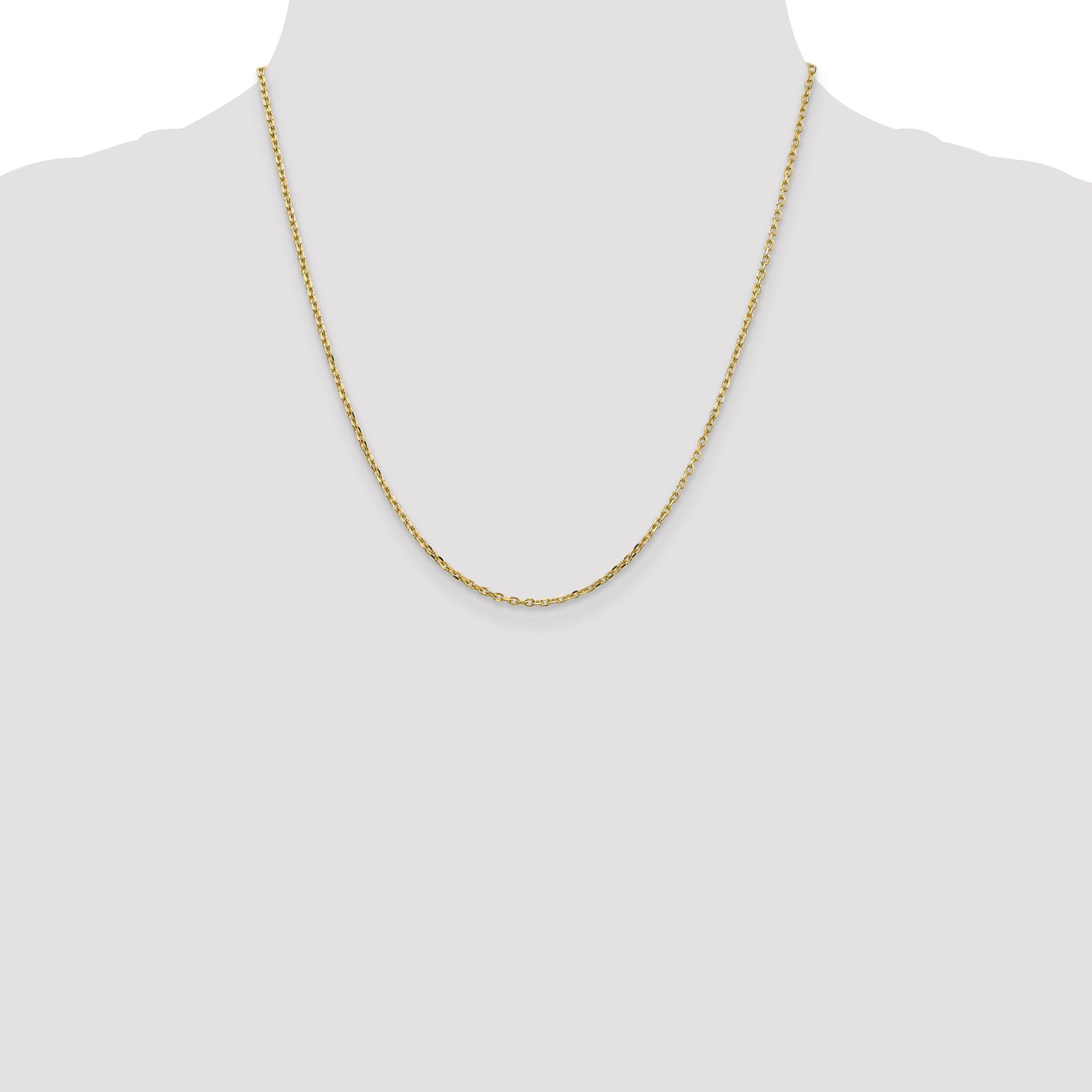 10K Yellow Gold 1.8mm D/C Round Open Link Cable Chain