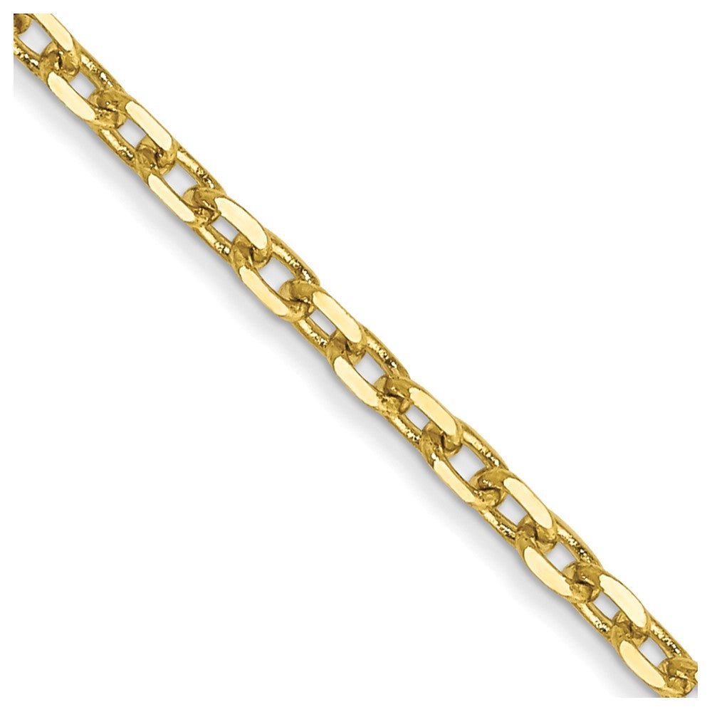 16 Inch 10K Yellow Gold 1.8mm D/C Round Open Link Cable Chain Necklace