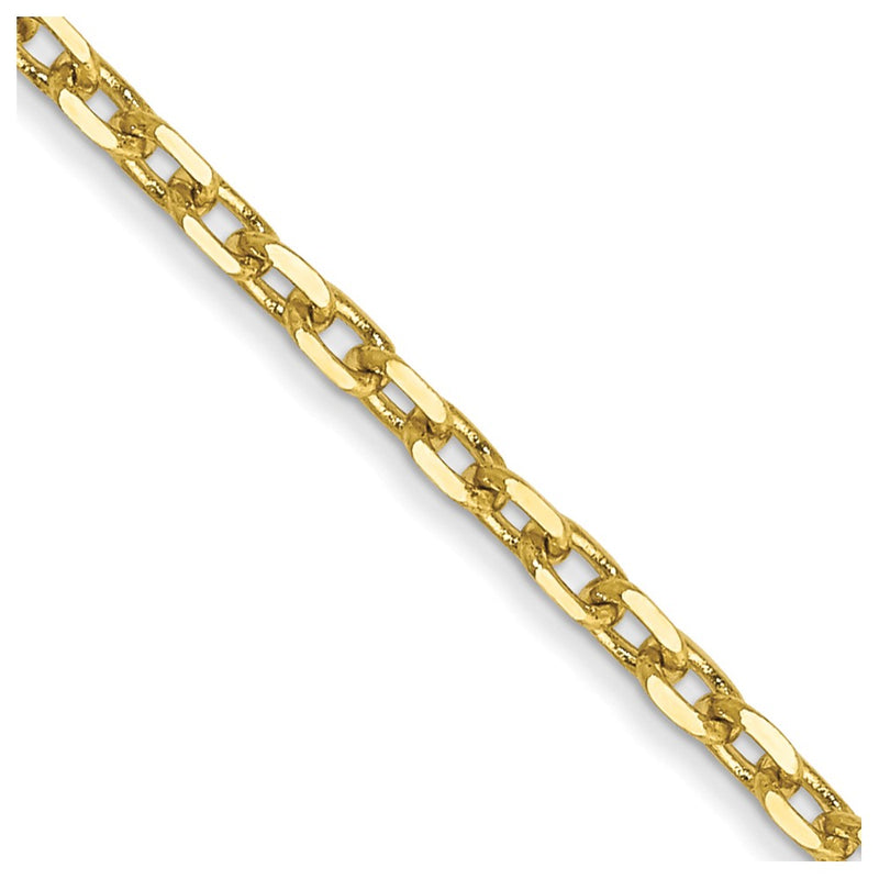 10K Yellow Gold 1.8mm D/C Round Open Link Cable Chain Necklace