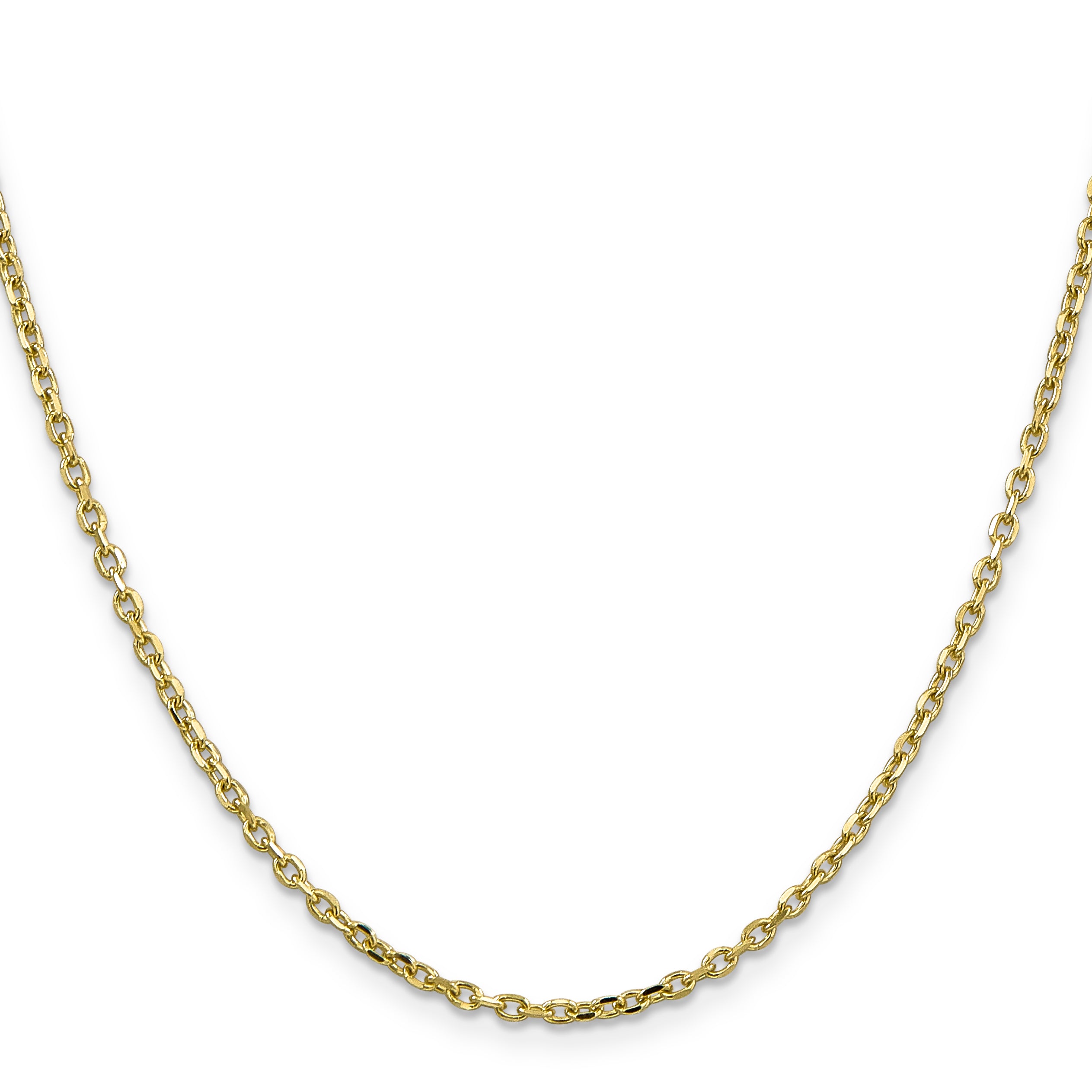 10K Yellow Gold 2.2mm D/C Round Open Link Cable Chain