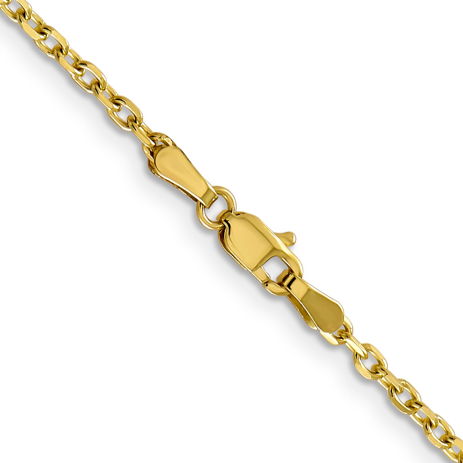 10K Yellow Gold 2.2mm D/C Round Open Link Cable Chain