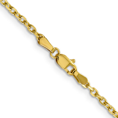 10K Yellow Gold 2.2mm D/C Round Open Link Cable Chain