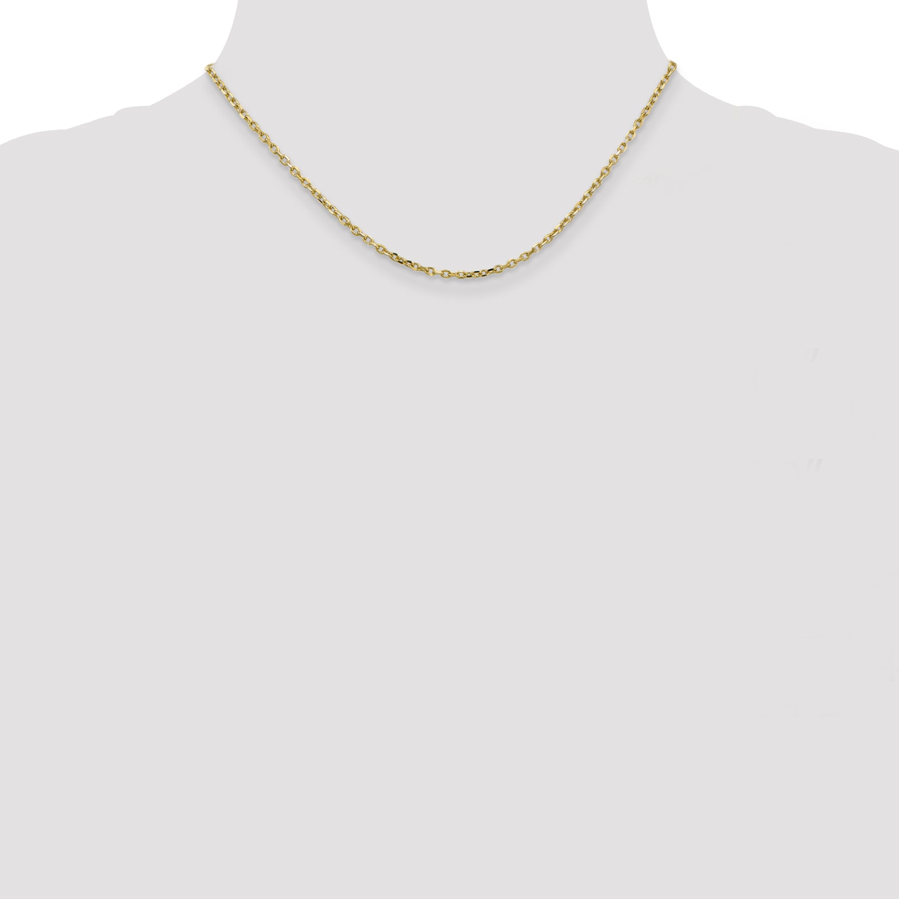 10K Yellow Gold 2.2mm D/C Round Open Link Cable Chain