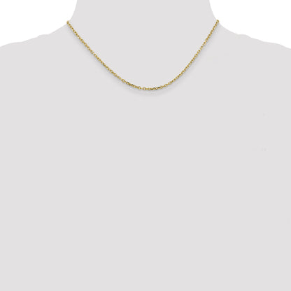 10K Yellow Gold 2.2mm D/C Round Open Link Cable Chain