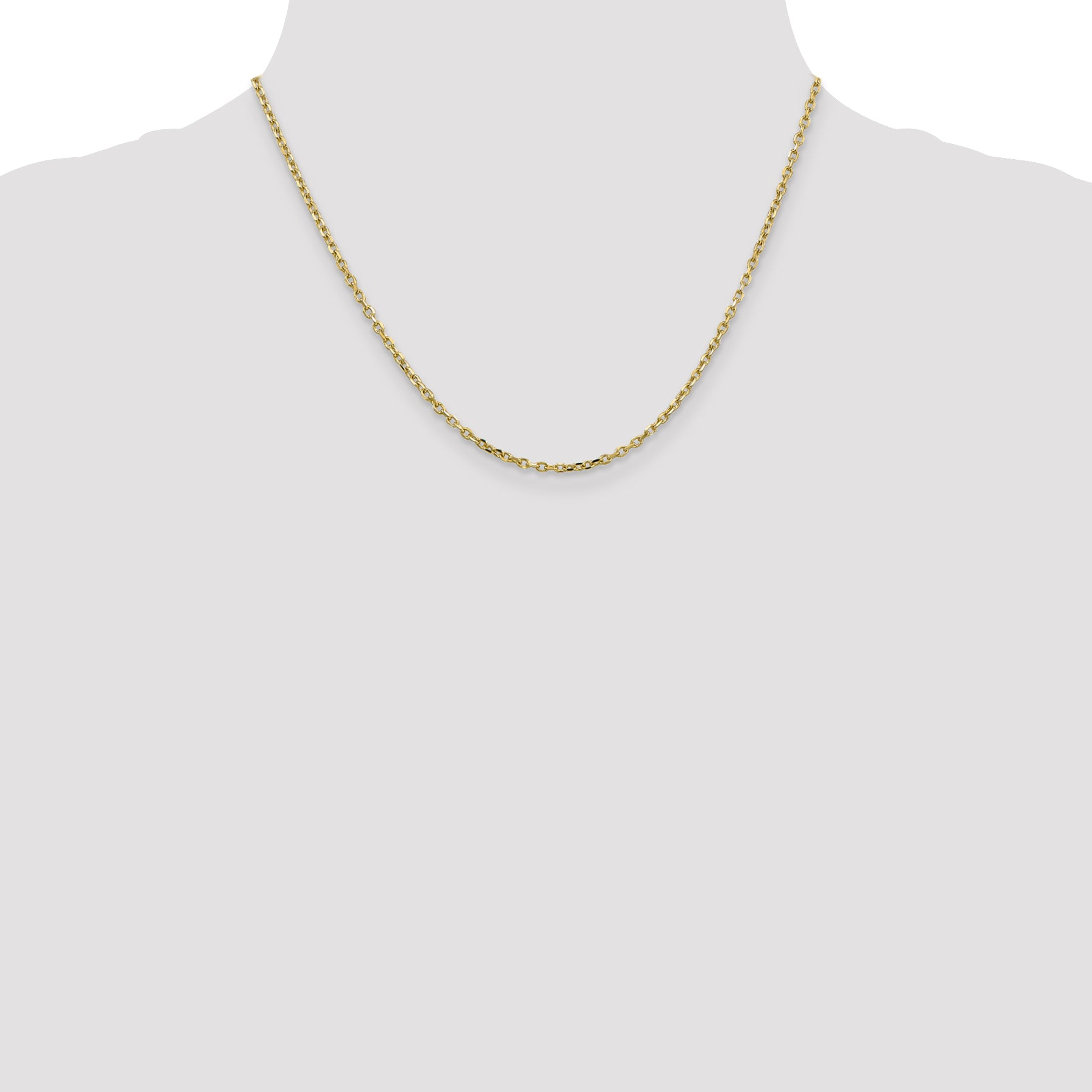 10K Yellow Gold 2.2mm D/C Round Open Link Cable Chain