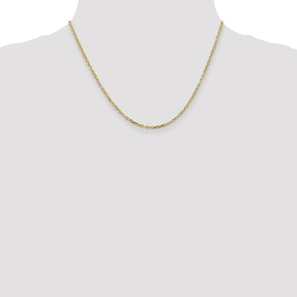 10K Yellow Gold 2.2mm D/C Round Open Link Cable Chain