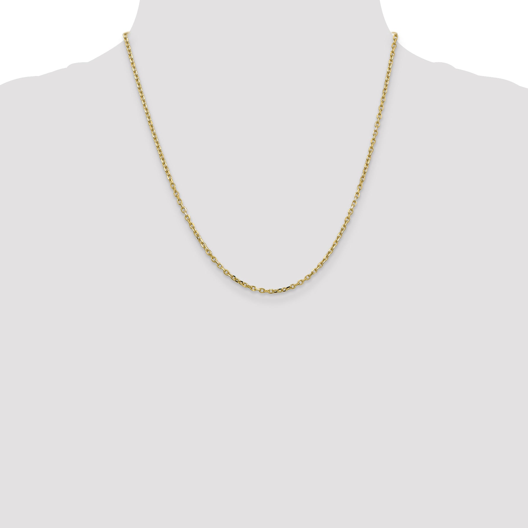 10K Yellow Gold 2.2mm D/C Round Open Link Cable Chain