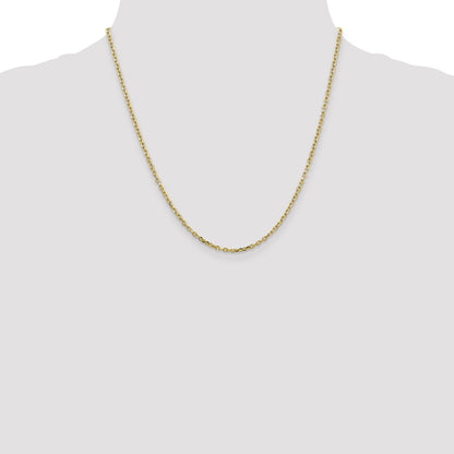 10K Yellow Gold 2.2mm D/C Round Open Link Cable Chain