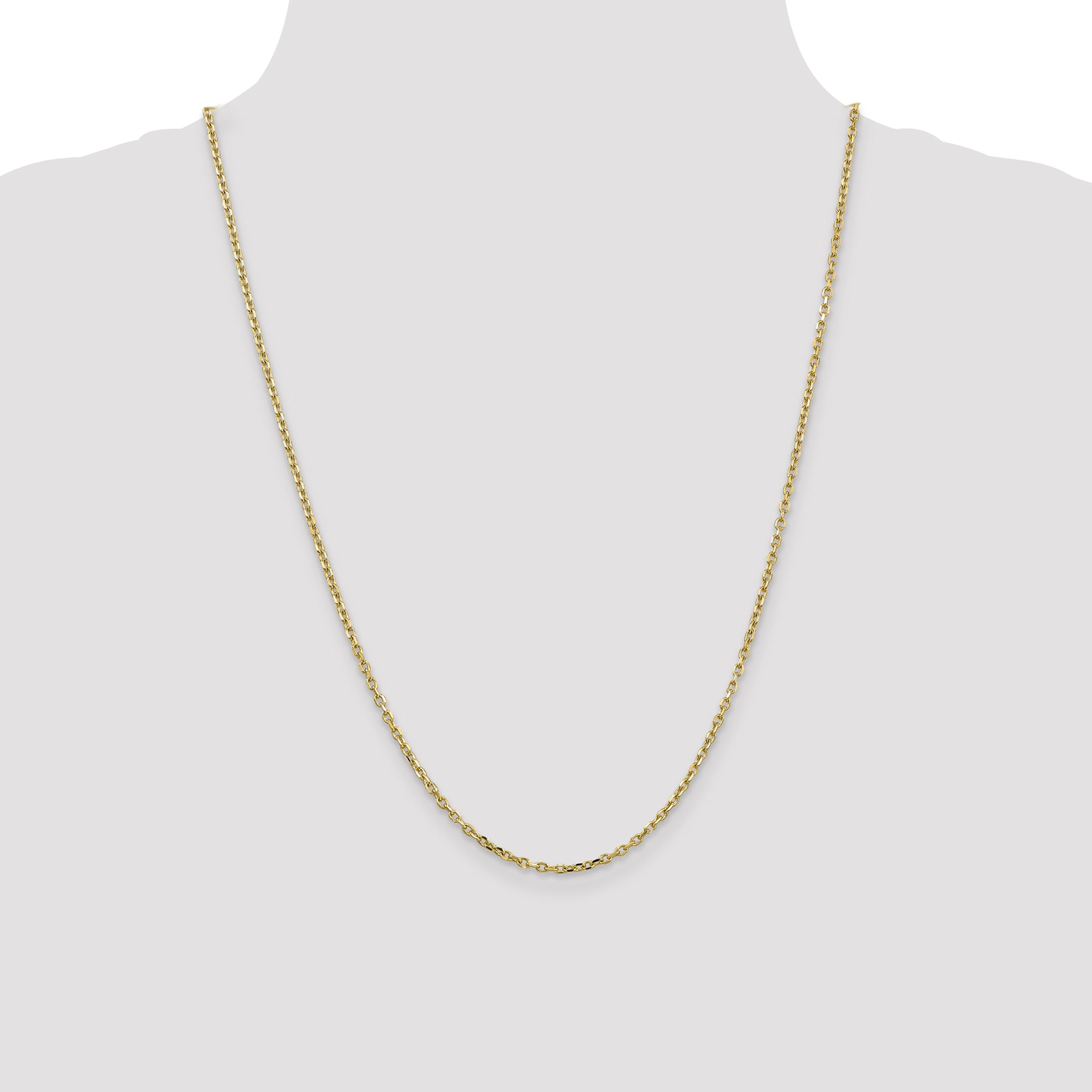 10K Yellow Gold 2.2mm D/C Round Open Link Cable Chain