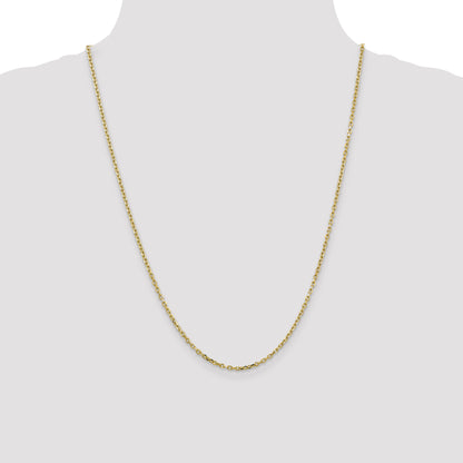 10K Yellow Gold 2.2mm D/C Round Open Link Cable Chain