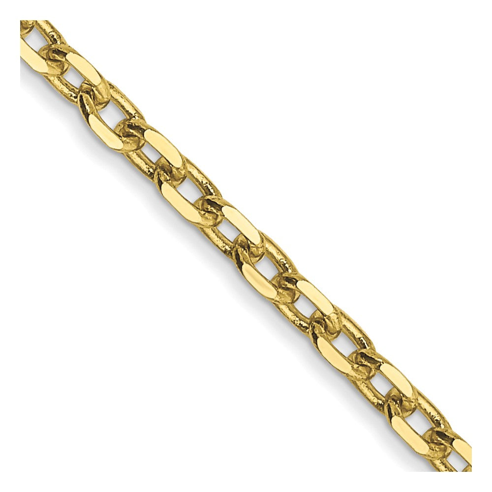 24 Inch 10K Yellow Gold 2.2mm D/C Round Open Link Cable Chain Necklace