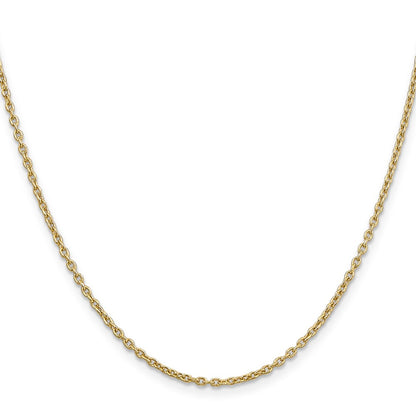 24 Inch 10K Yellow Gold 2mm Round Open Link Cable Chain Necklace