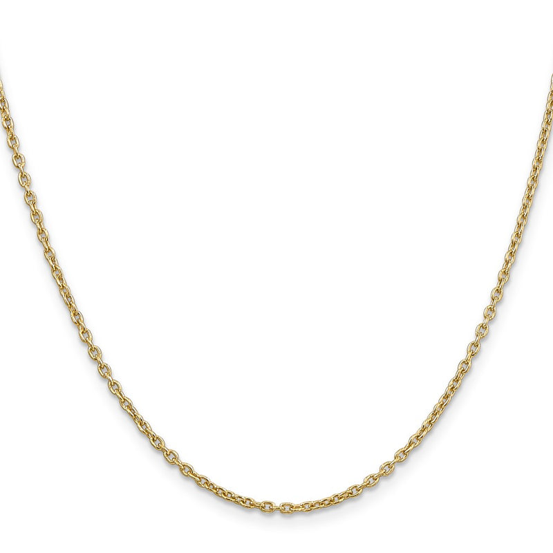 24 Inch 10K Yellow Gold 2mm Round Open Link Cable Chain Necklace
