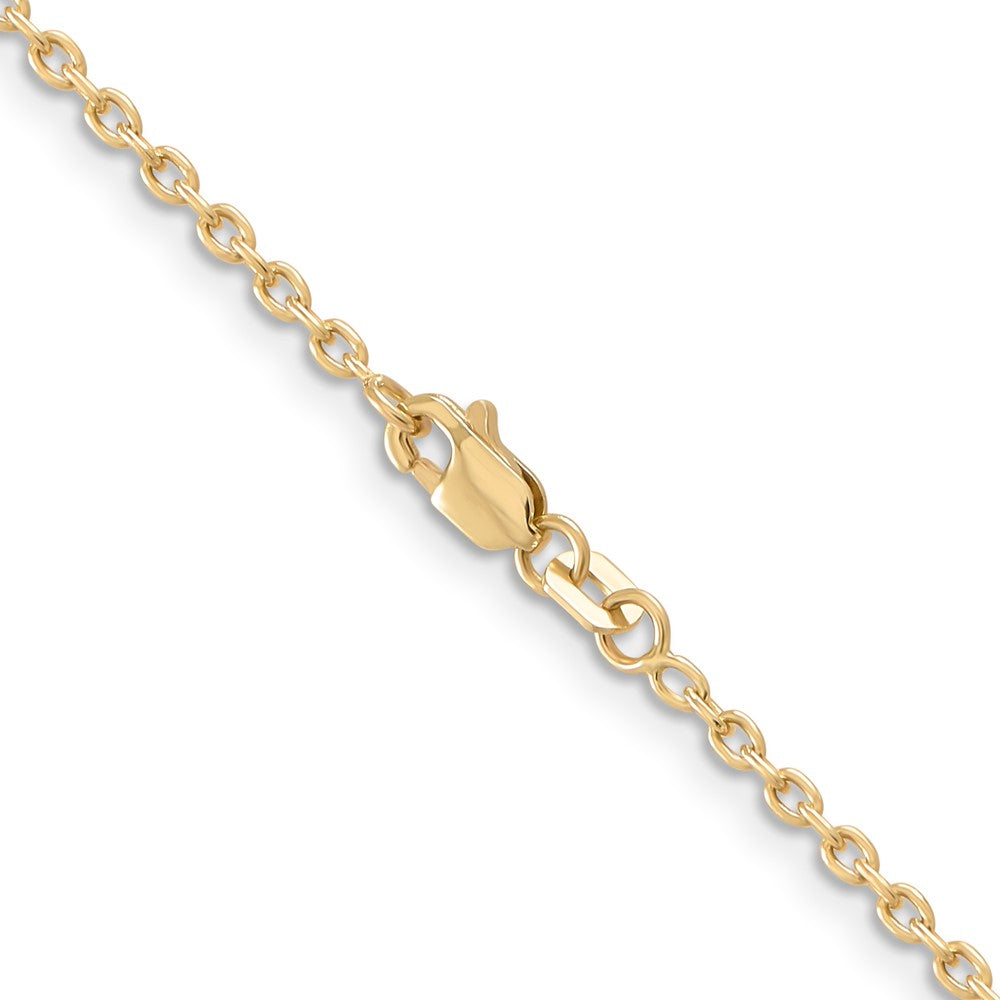 24 Inch 10K Yellow Gold 2mm Round Open Link Cable Chain Necklace