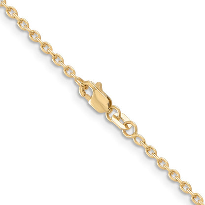 24 Inch 10K Yellow Gold 2mm Round Open Link Cable Chain Necklace