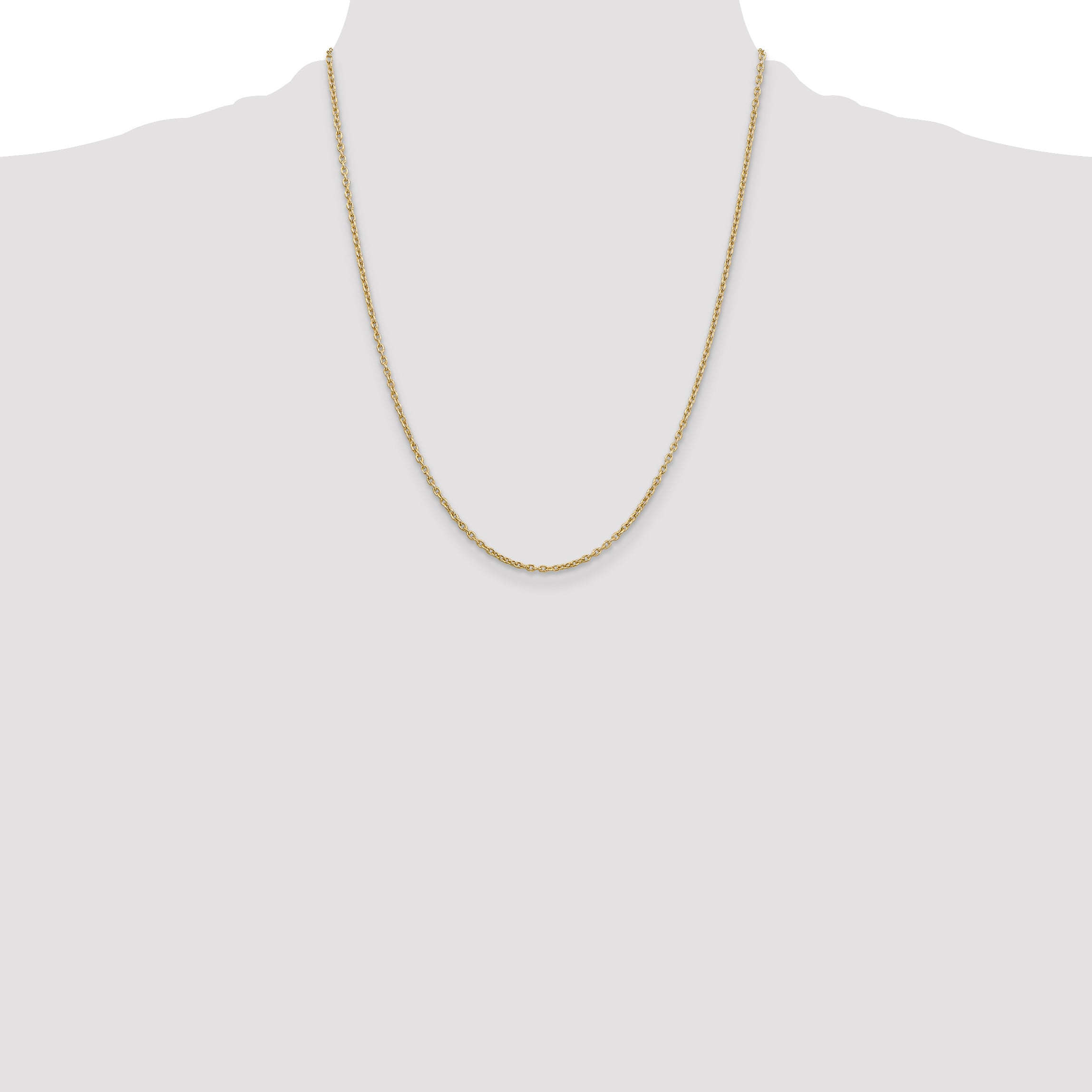 10K Yellow Gold 2mm Round Open Link Cable Chain