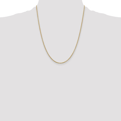 10K Yellow Gold 2mm Round Open Link Cable Chain