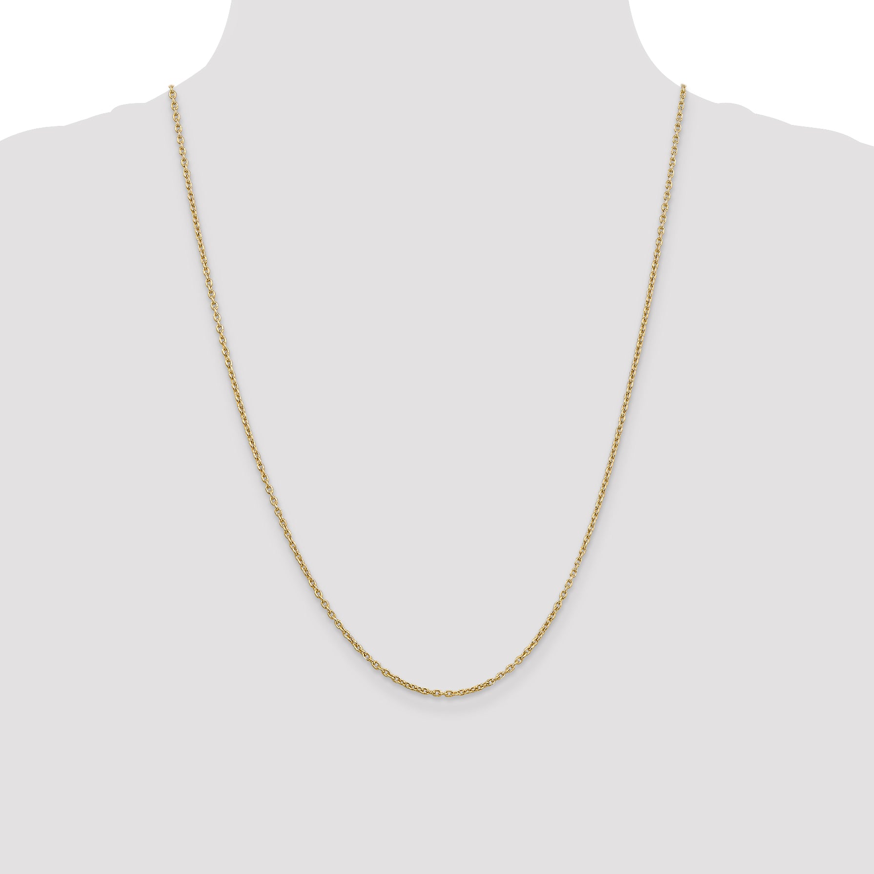 10K Yellow Gold 2mm Round Open Link Cable Chain