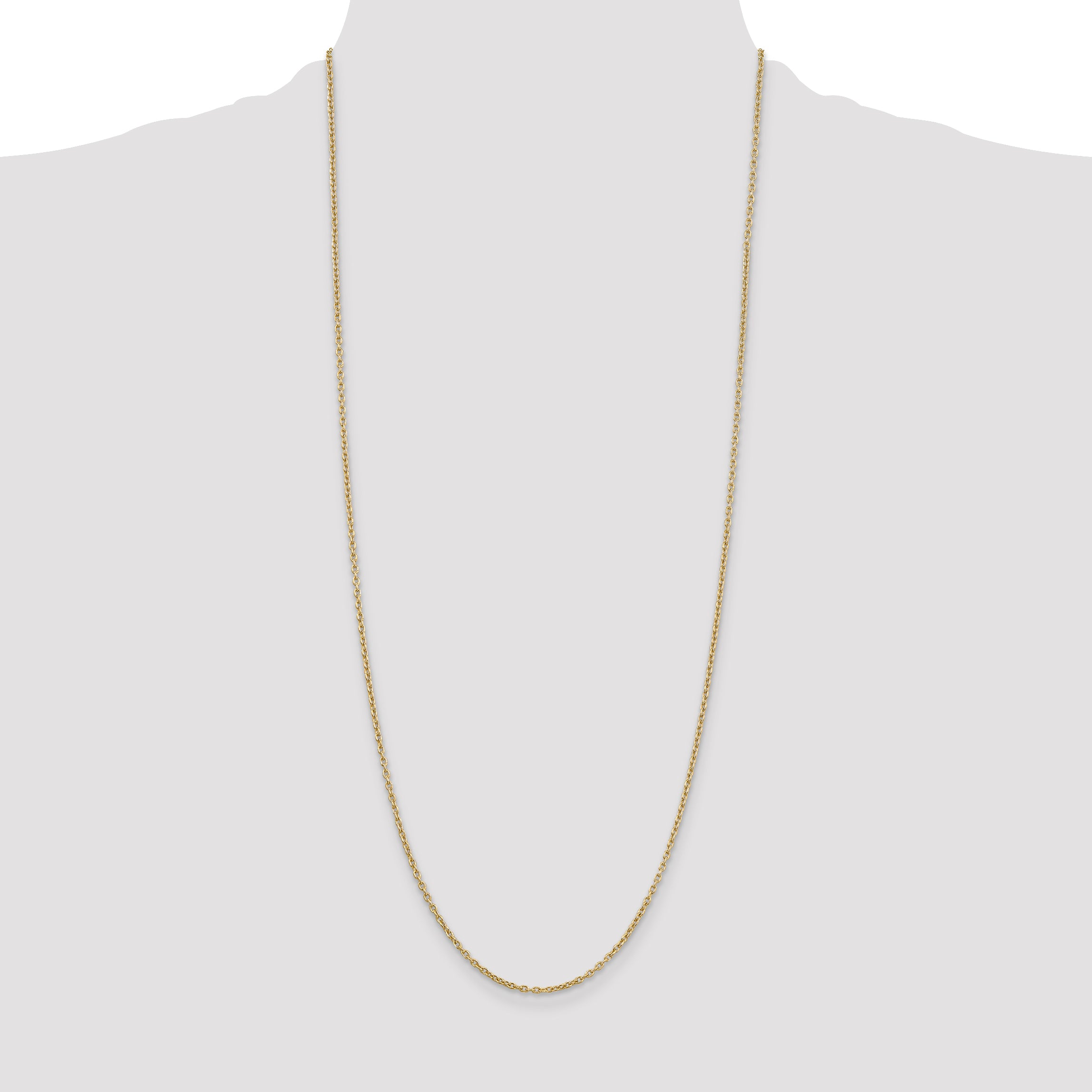 10K Yellow Gold 2mm Round Open Link Cable Chain