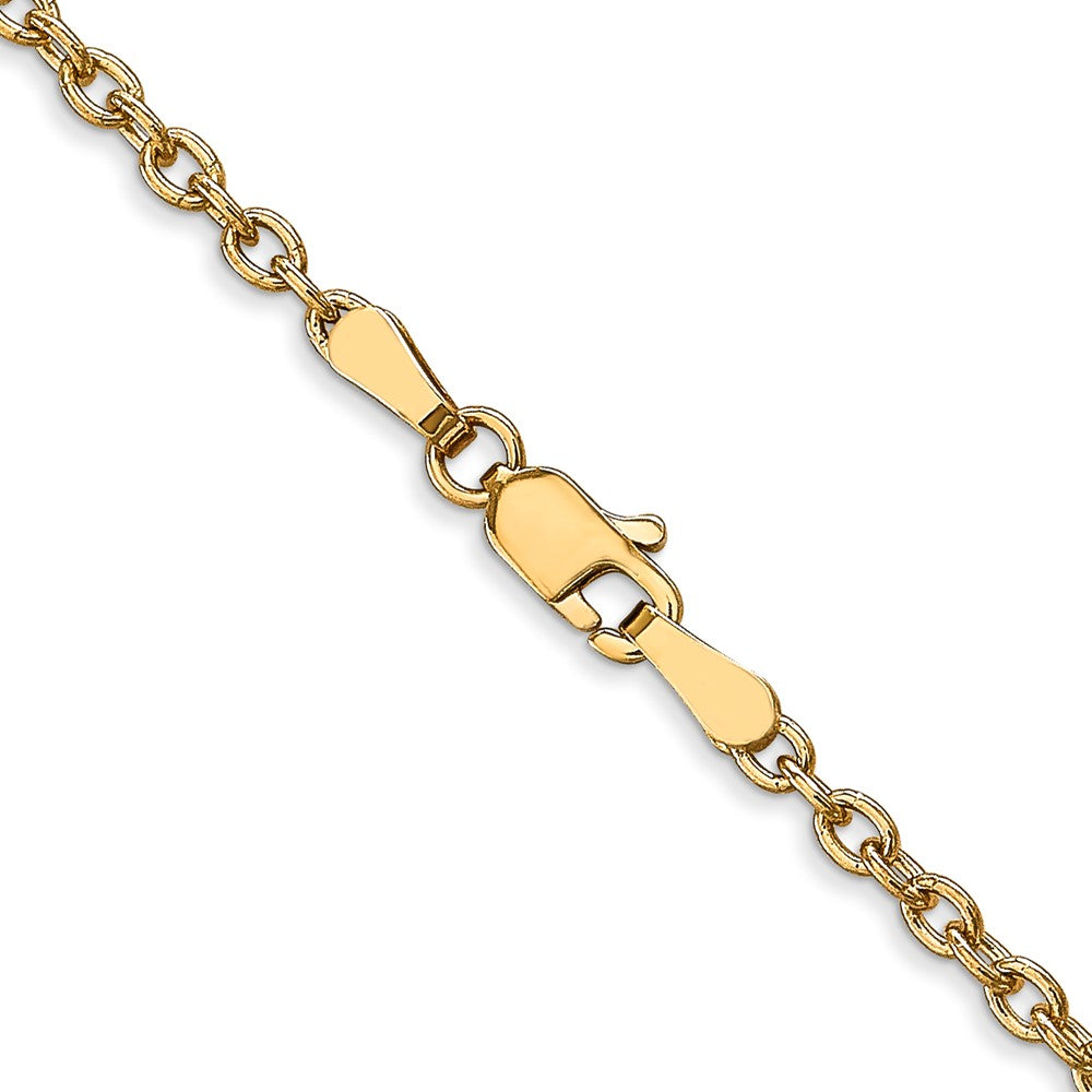 16 Inch 10K Yellow Gold 2.4mm Round Open Link Cable Chain Necklace