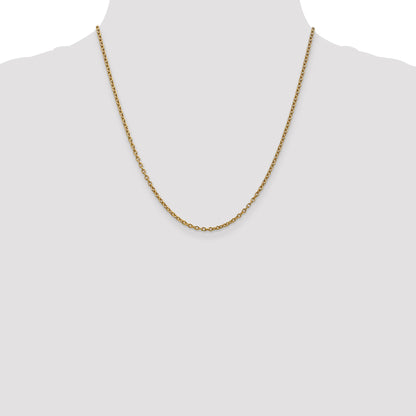 10K Yellow Gold 2.4mm Round Open Link Cable Chain
