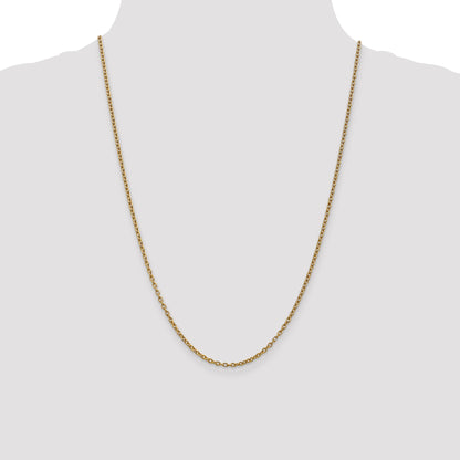 10K Yellow Gold 2.4mm Round Open Link Cable Chain