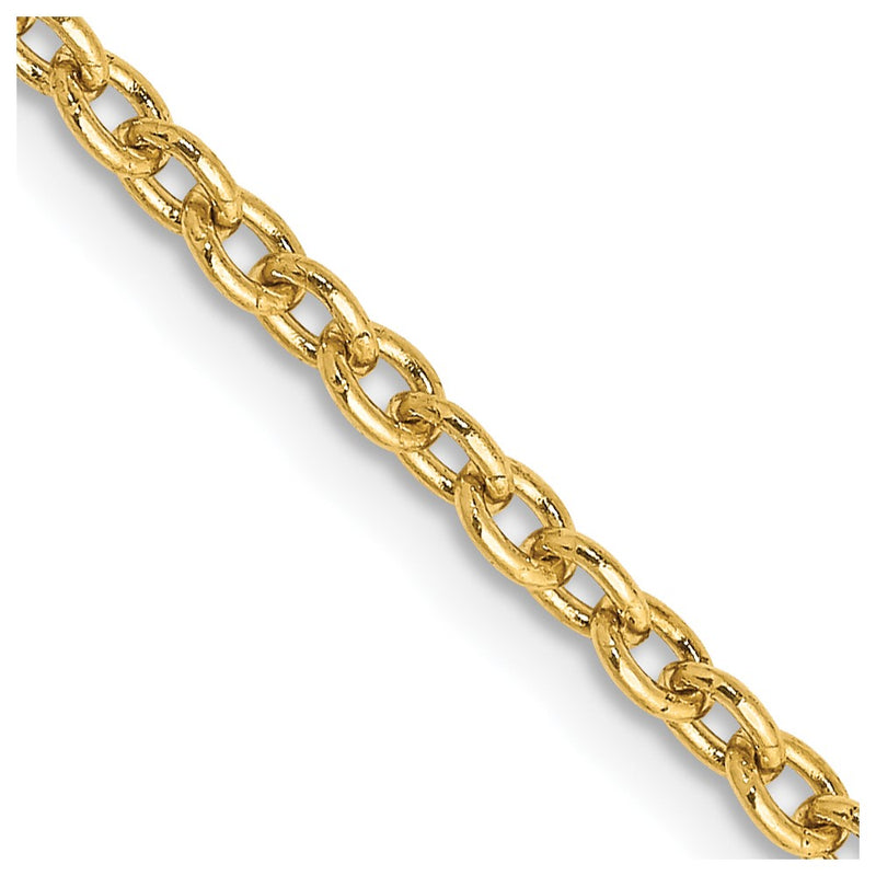 10K Yellow Gold 2.4mm Round Open Link Cable Chain Necklace