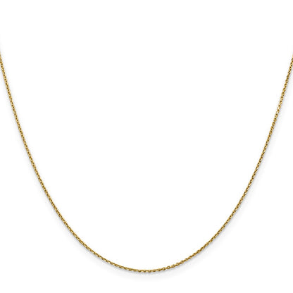 24 Inch 10K Yellow Gold .9mm D/C Round Open Link Cable Chain Necklace