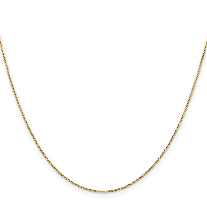 24 Inch 10K Yellow Gold .9mm D/C Round Open Link Cable Chain Necklace