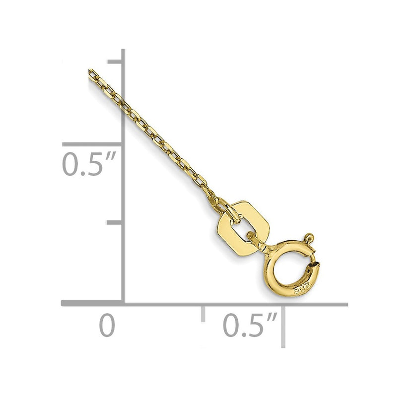 10K Yellow Gold .8mm D/C Cable With Spring Ring Clasp Chain Anklet
