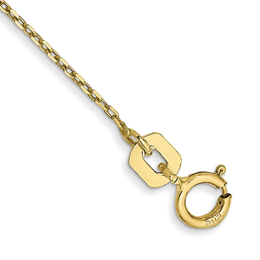 10K Yellow Gold .8mm D/C Cable With Spring Ring Clasp Chain Anklet