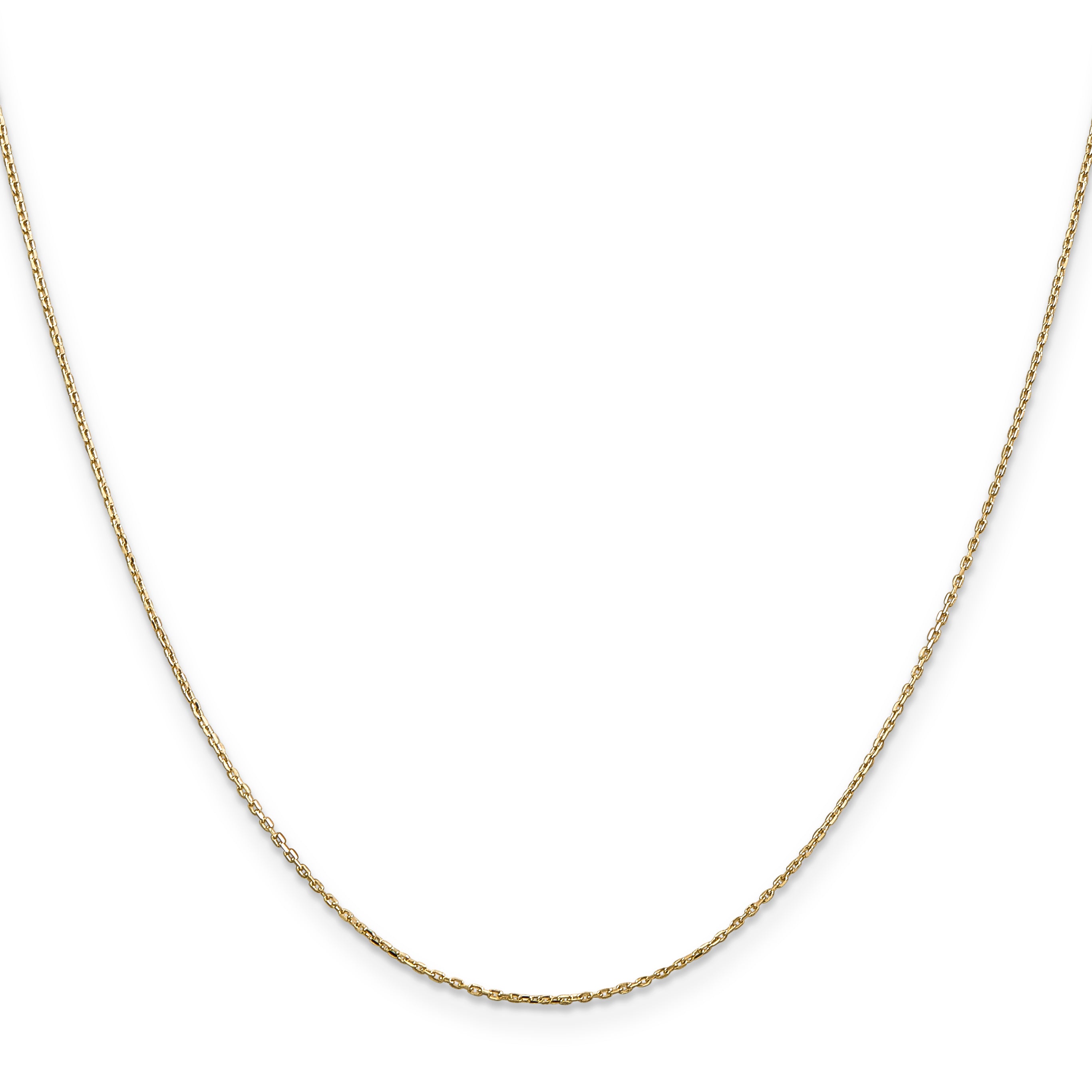 14 Inch 10K Yellow Gold .8mm D/C Cable With Lobster Clasp Chain Necklace