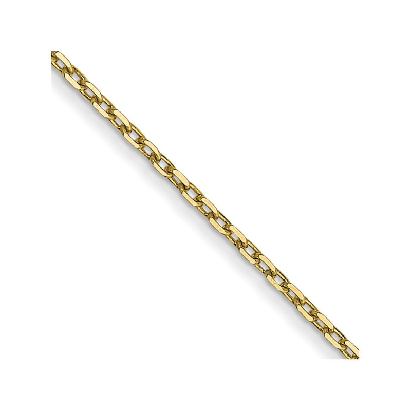 22 Inch 10K Yellow Gold .8mm D/C Cable With Spring Ring Clasp Chain Necklace