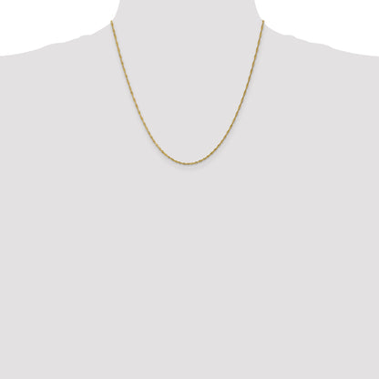 2 Inch 10K Yellow Gold 1.4mm Singapore Chain Necklace