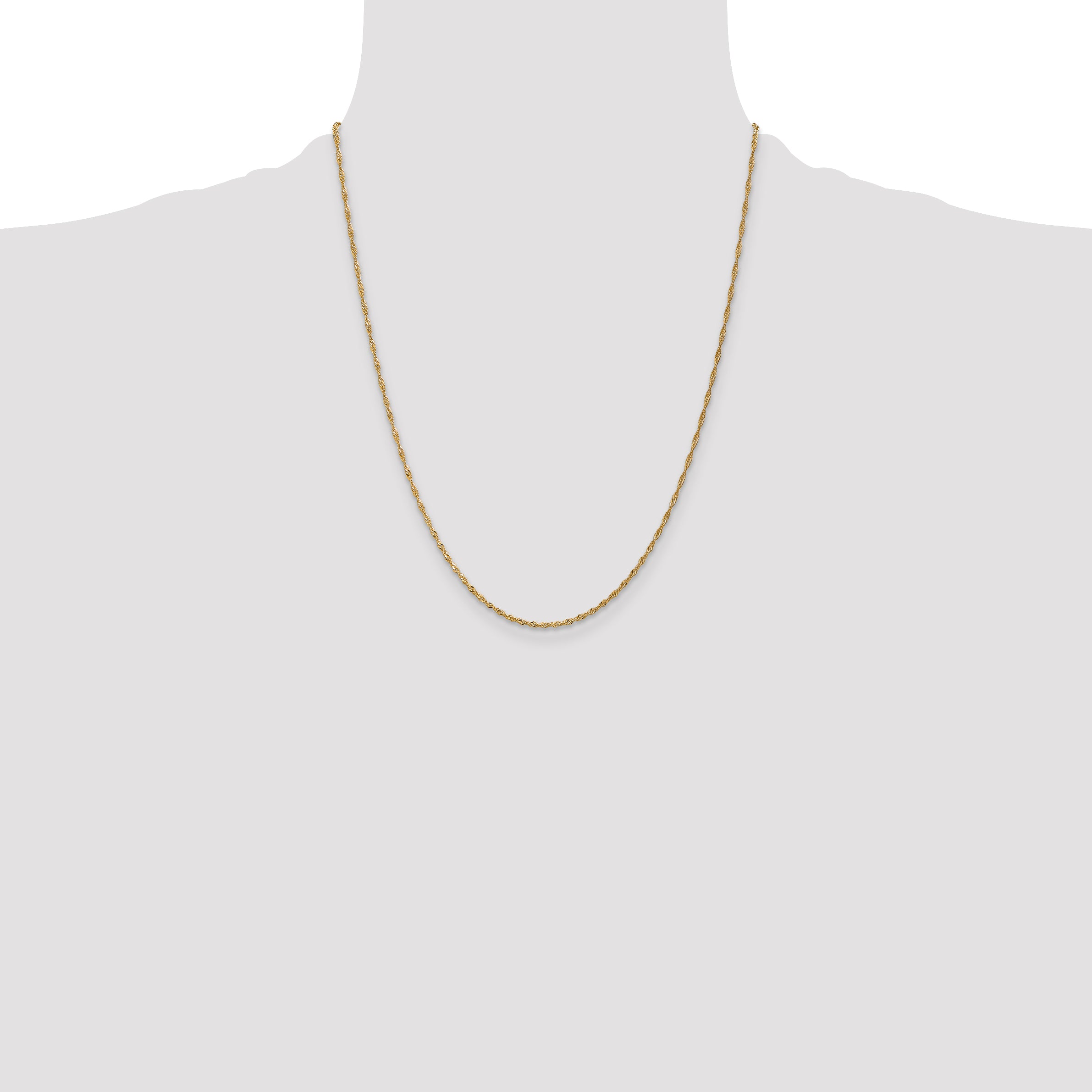 22 Inch 10K Yellow Gold 1.4mm Singapore Chain Necklace