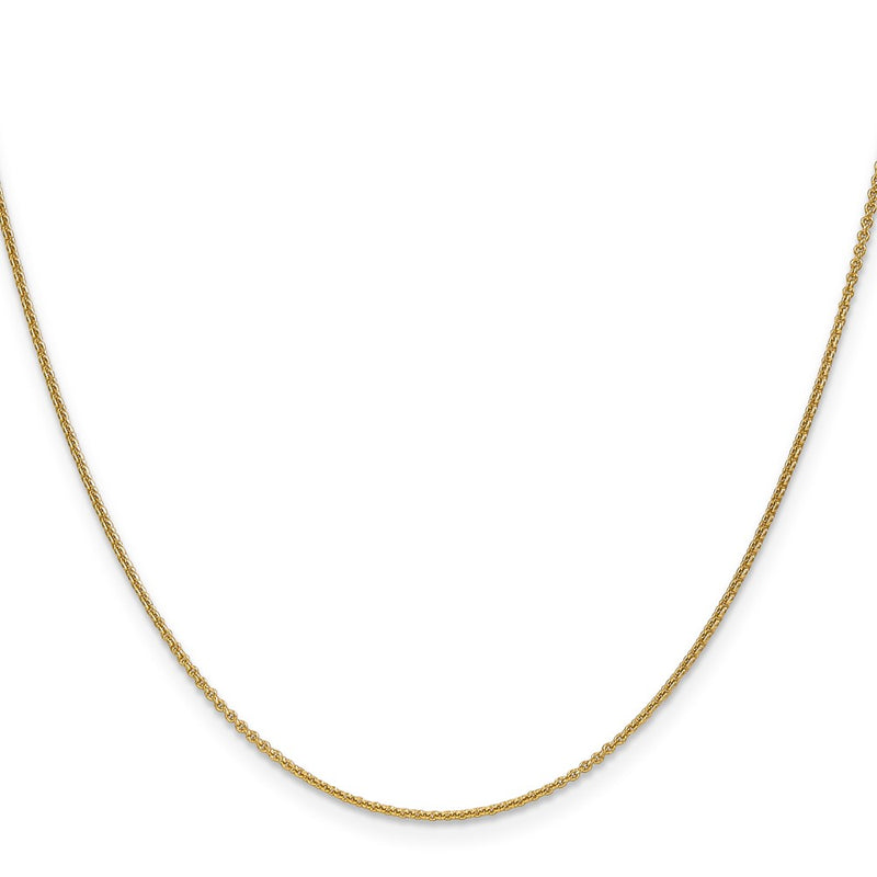 18 Inch 10K Yellow Gold 1mm Round Open Link Cable Chain Necklace