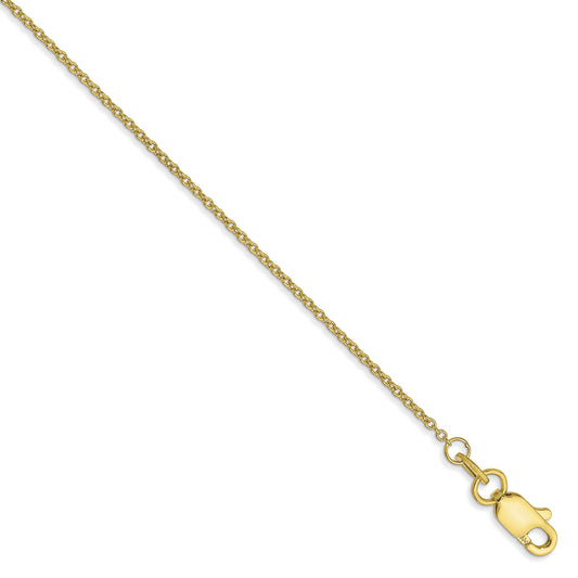 10K Yellow Gold 1mm Round Open Link Cable Chain Anklet