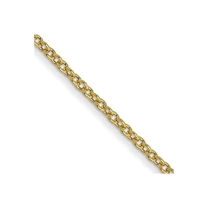 18 Inch 10K Yellow Gold 1mm Round Open Link Cable Chain Necklace